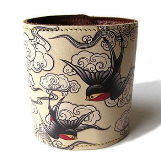 cherry blossom and swallows leather cuff by tovi sorga