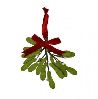 felt mistletoe sprig by the contemporary home