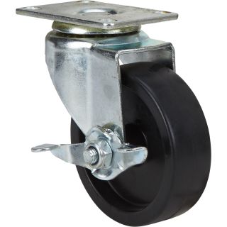Fairbanks Polyolefin Swivel Caster with Brake — 4in. x 1 1/4in.  Up to 299 Lbs.
