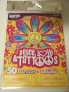 Savvi Peace, Love & Tattoos ~ Flower on Yellow (50 Tattoos; 3.25" x 4.25") Toys & Games