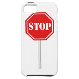 STOP RED WHITE WARNING SIGN HEXAGON SHAPE GRAPHIC iPhone 5 CASES