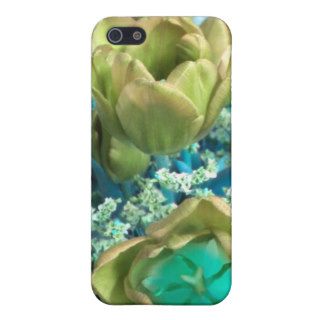 Gold N Teal Tulips iPhone 4 case