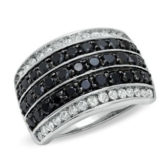 CT. T.W. Enhanced Black and White Diamond Race Track Ring in 10K