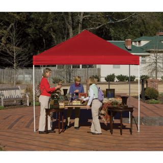 ShelterLogic Pop-Up Canopy — 10ft.L x 10ft.W, Open Top, Straight Leg, Red, Model# 22562  Pop Up Canopies