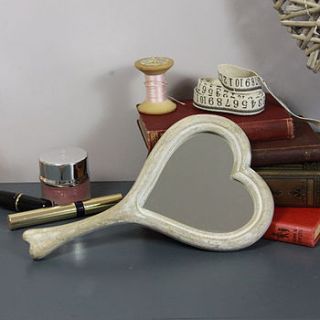 wooden heart hand mirror by lisa angel homeware and gifts