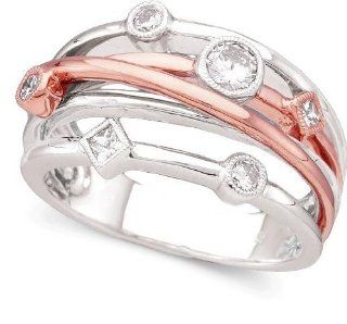 Peter Lam Diamond Rose and White Gold Orbit Ring Size 7 Jewelry