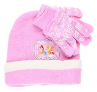 Disney's Princess Belle, Cinderella, and Aurora Knitted Beanie Ski Hat and Gloves Winter Set for Kids, Age 3 6 Clothing