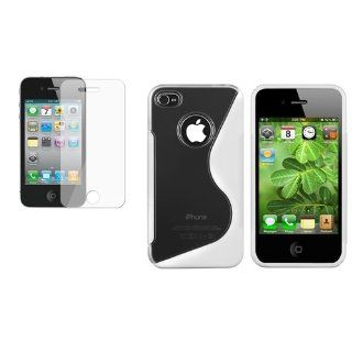 CommonByte Clear/Frost White S Shape TPU Case+Anti Glare Protector For iPhone 4 4th G 4S Cell Phones & Accessories