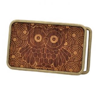 Owl Hipster Girly Real Wood Belt Buckle Cool Bronze Unique Fun Style Clothing