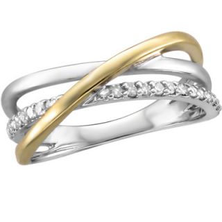 CT. T.W. Diamond Criss Cross Band in Sterling Silver and 10K Gold