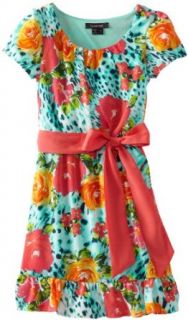 My Michelle Girls 7 16 Ruffle Dress, Coral, 7 Playwear Dresses Clothing