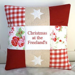 family christmas cushion by tuppenny house designs