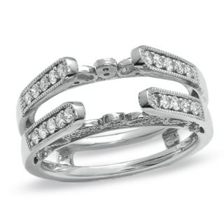 CT. T.W. Diamond Vintage Style Cathedral Guard in 14K White Gold