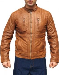 Men Leather Jacket, Fashion Sheep Skin Lamb Nappa Leather, Color Brown at  Men�s Clothing store