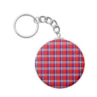 Red White and Blue Tartan Keychain