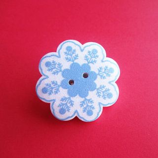 snowflake button brooch by ilovehearts