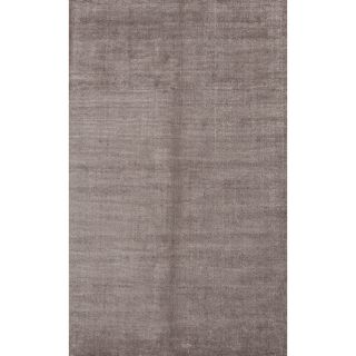 Hand loomed Solid pattern Rich Gray/ Black Wool Rug (5 X 8)