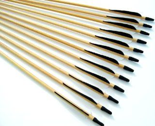 12 Shiny Black Handsome, Premium Wood Arrows with Turkey Feathers & Stainless Steel Field Points    for Recurve, Compound, or Long Bow. 40 75 # Spine Weight. 30 Inches.  Hunting Arrows  Sports & Outdoors