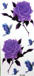 GGSELL YiMei Purple rose and butterfly temporary tattoos Toys & Games