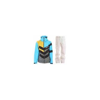 Grenade Chevron Jacket Sullen/Blue w/ Burton Ronin Cargo Snowboard Pant Bright White jacket pkg 1055