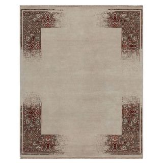 Hand knotted Ivory Wool Rug (8 X 10)