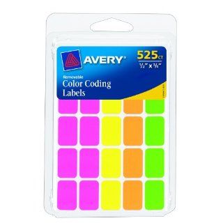 Avery Removable Color Coding Labels, Rectangular, Assorted Colors, Pack of 525 (06721)  All Purpose Labels 