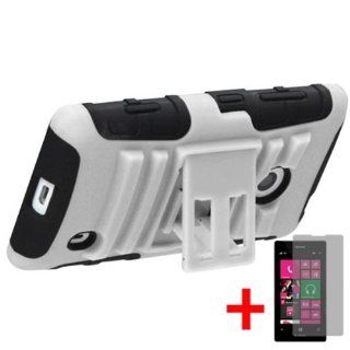 NOKIA LUMIA 521 WHITE BLACK HYBRID ARMOR KICKSTAND COVER HARD GEL CASE +FREE SCREEN PROTECTOR from [ACCESSORY ARENA] Cell Phones & Accessories