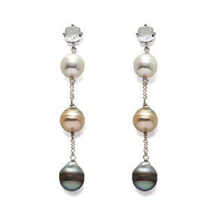 Imperial Pearls 8 9mm Cultured Pearl and 1.8ct White Topaz Sterling Silver Earr