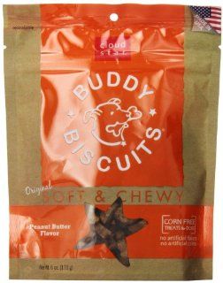 Cloud Star Soft & Chewy Buddy Biscuits Dog Treats, Peanut Butter, 6 Ounce Pouches (Pack of 4)  Pet Snack Treats 