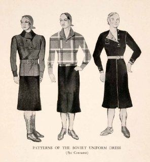 1934 Halftone Print Soviet Uniform Dress Costume Fashion Women Patterns Female   Original Halftone Print  