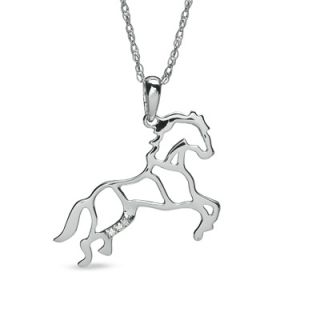 Diamond Accent Stallion Horse Pendant in Sterling Silver   Zales