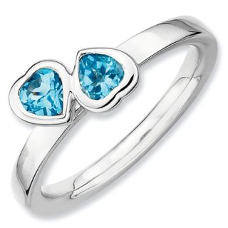 Stackable Expressions™ Blue Topaz Double Heart Ring in Sterling