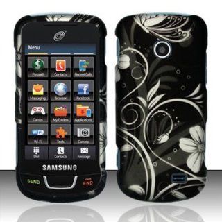 For Stright Talk Tracfone Net 10 Samsung T528g Accessory   Black Flower Design Hard Case Proctor Cover + Lf Stylus Pen Cell Phones & Accessories