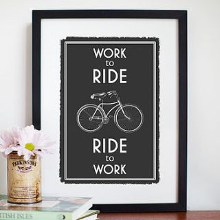 'work to ride' bicycle print by of life & lemons