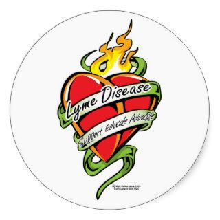 Lyme Disease Tattoo Heart Round Stickers