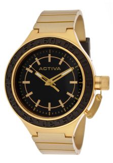 Activa AA300 023  Watches,Mens Black Dial Gold Polyurethane, Casual Activa Quartz Watches
