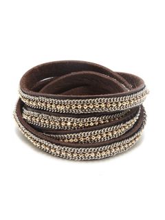 Leather & Chain Multi Wrap Bracelet by Presh