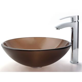 Kraus Frosted Glass Vessel Sink and Visio Bathroom Faucet in Chrome