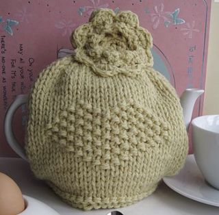 chunky hand knit tea cosy by yummy art and craft