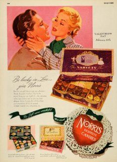 1949 Ad Norris Exquisite Candies Valentines Chocolates   Original Print Ad  