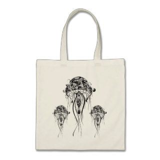 Black & White Tribal Style Jellyfish Canvas Bags