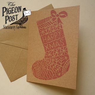recycled christmas stocking christmas card by glyn west design