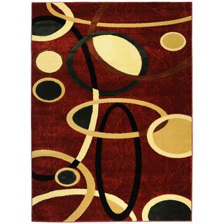 Hand Carved Red Abstract Shapes Area Rug (711 X 910)