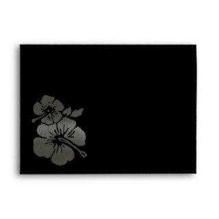 Metallic black and silver textured hibiscus envelope