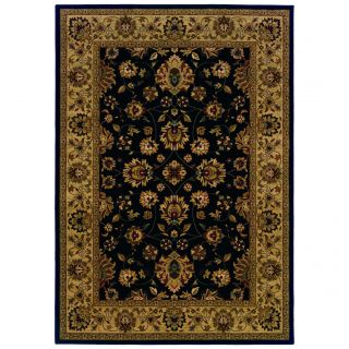 Traditional Oriental pattern Black/ Ivory Area Rug (53 X 76)
