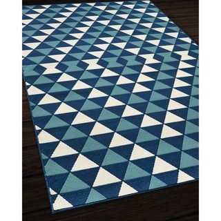 Indoor/ Outdoor Blue Kaleidoscope Rug (67 X 96)