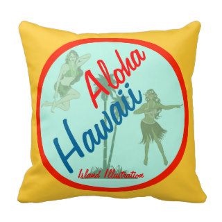 Island Illustration Cushions “ISLAND GIRL " Throw Pillows