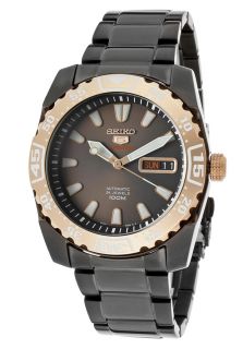 Seiko SRP172K1  Watches,Mens Automatic Sport Black Metal w/ Brown Dial, Casual Seiko Automatic Watches