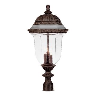 Post mount 3 light Outdoor Black Coral Light Fixture