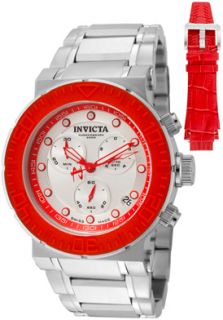 Invicta 10930  Watches,Mens Ocean Reef/Reserve Chrono Silver Dial Red Bezel Stainless Steel, Chronograph Invicta Quartz Watches